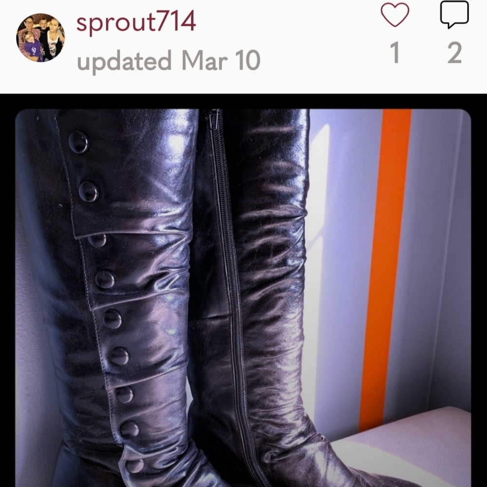 Tall black leather boots